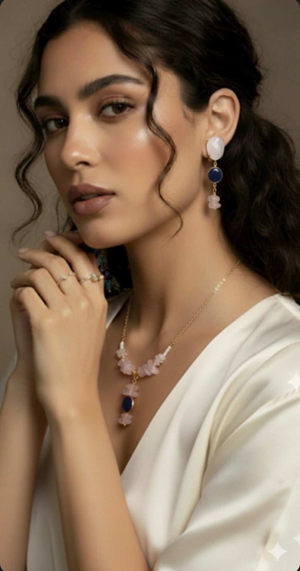 14k Gold Plated Chain Necklace and Earrings Set