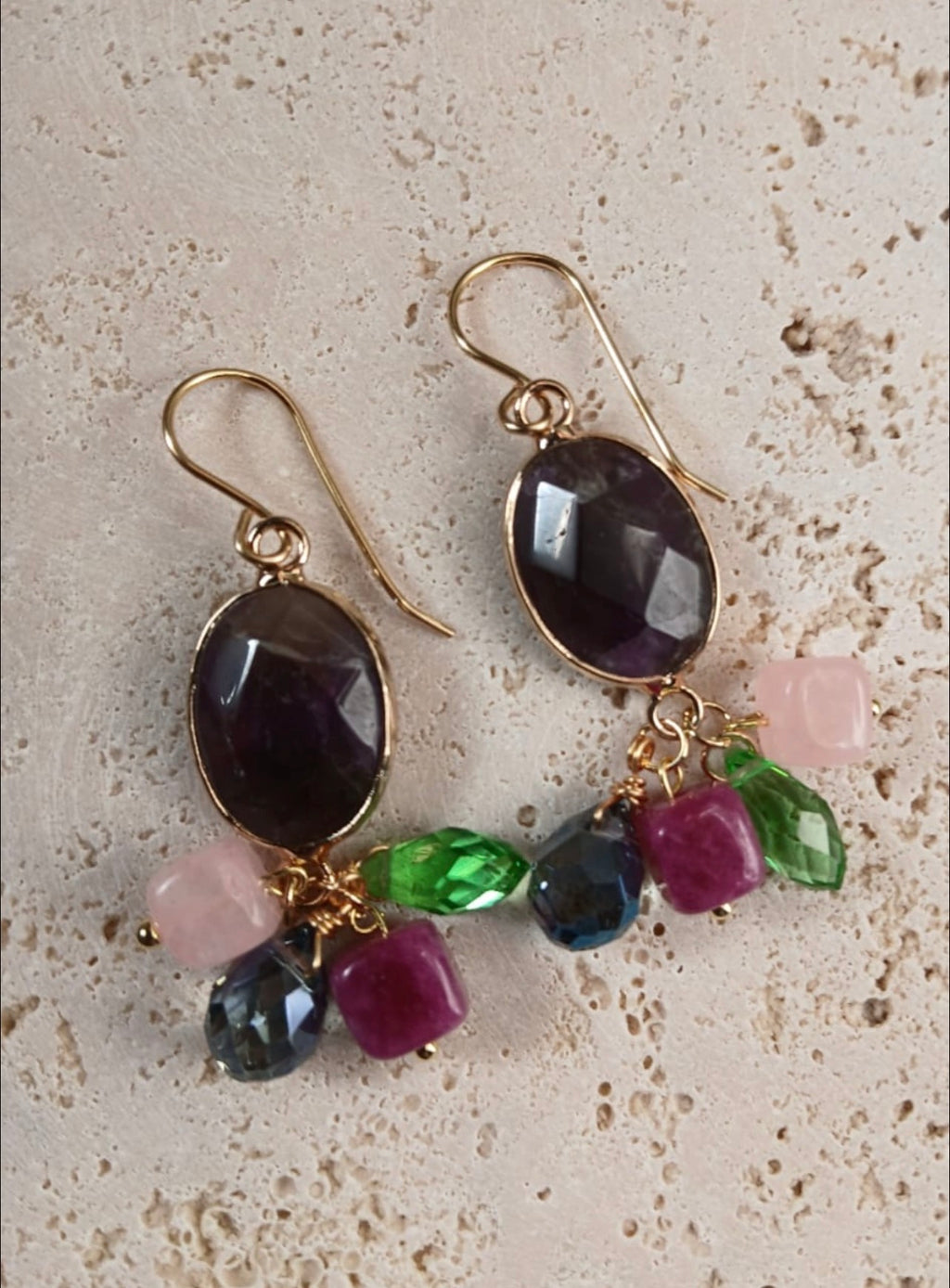 14k gold-plated earrings, main stone Ágata