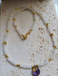 Natural Lunar Stone Necklace with Ametrine