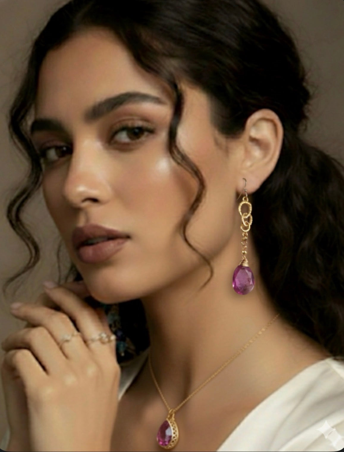 18k gold-plated earrings with beautiful Faceted Rose Quartz