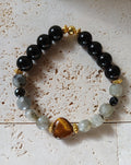 Labradorite and Malachite Bracelet with Tiger's Eye Heart Charm