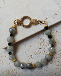 Natural Labradorite Stone Bracelet with 14k Gold