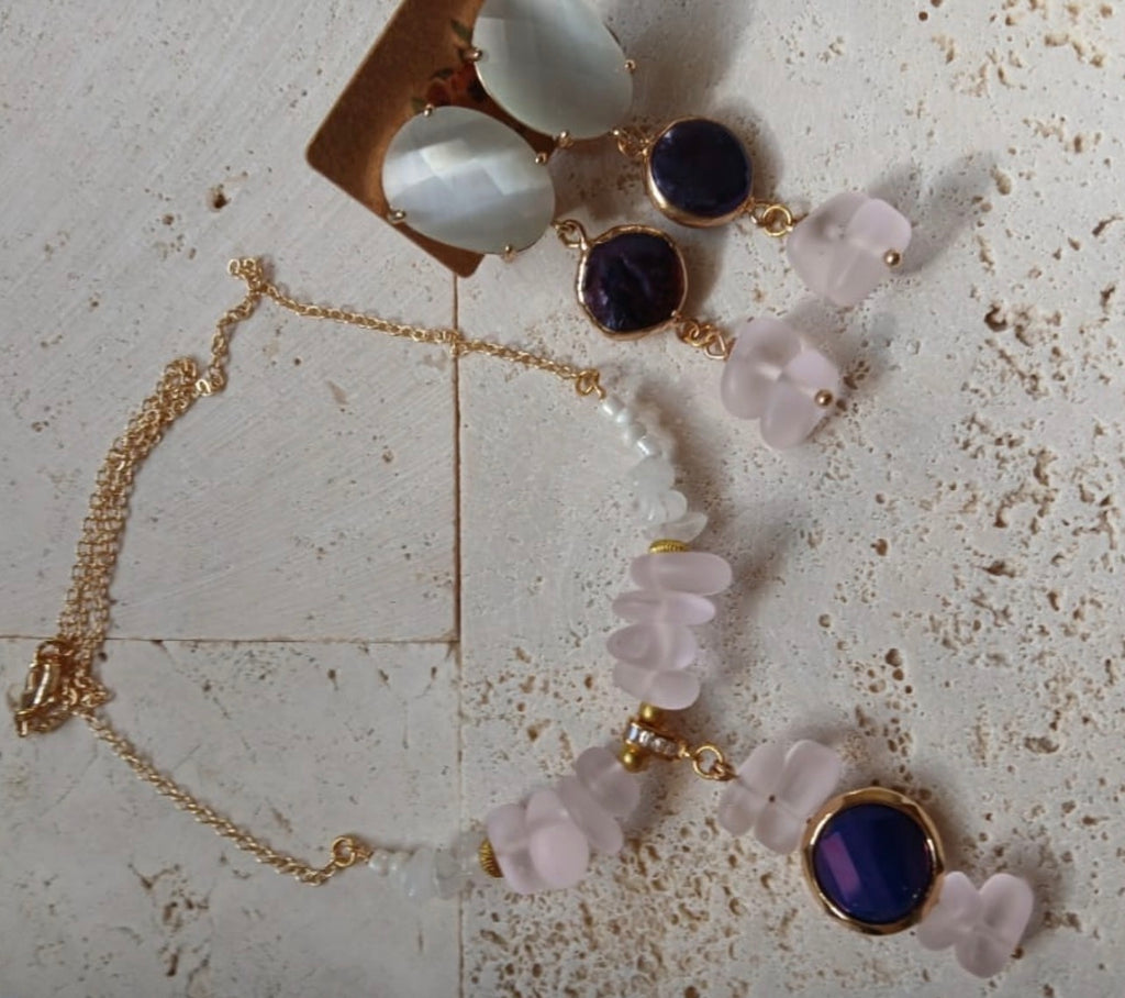 14k Gold Plated Chain Necklace and Earrings Set