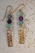 18k Gold Plated Earrings featuring Natural Fluorite Beads