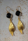 18k gold-plated earrings with Faceted Onix ston