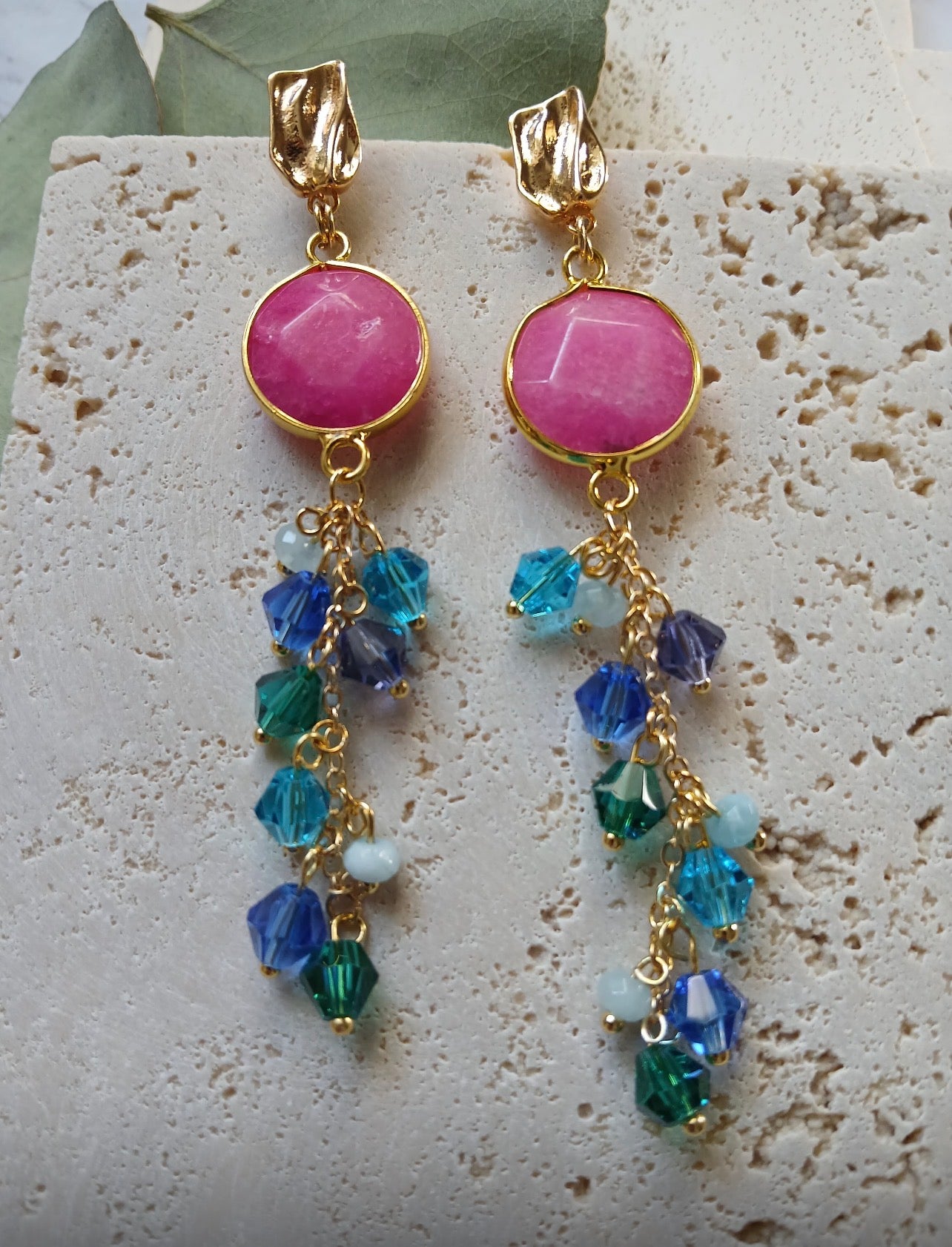 18k Gold Plated Earrings and Natural Stone