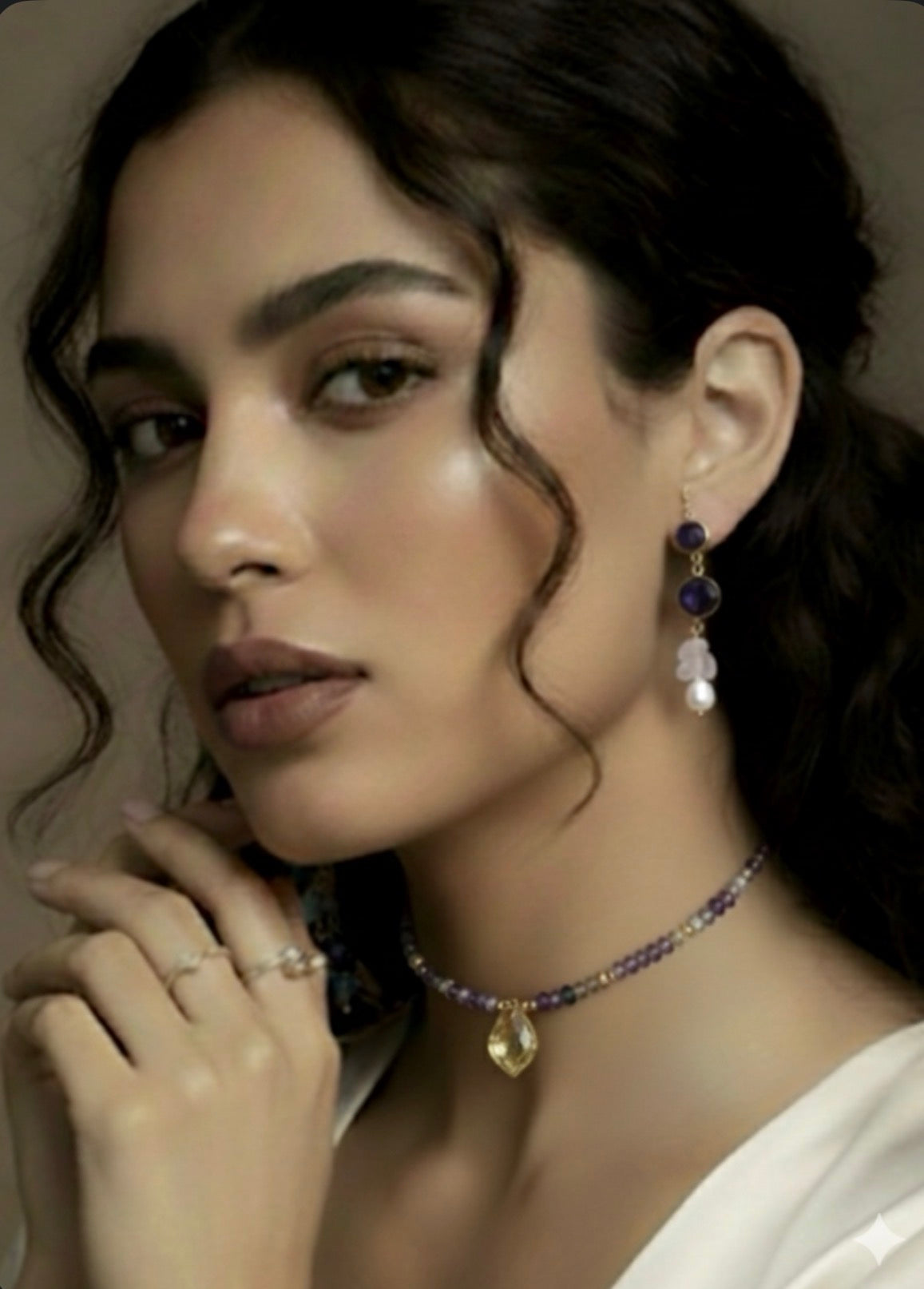 Natural Fluorite Faceted Stone Neck