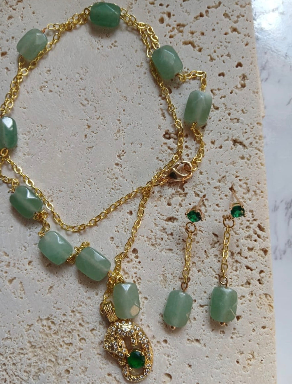 14k Gold Plated Necklace and Earrings Set