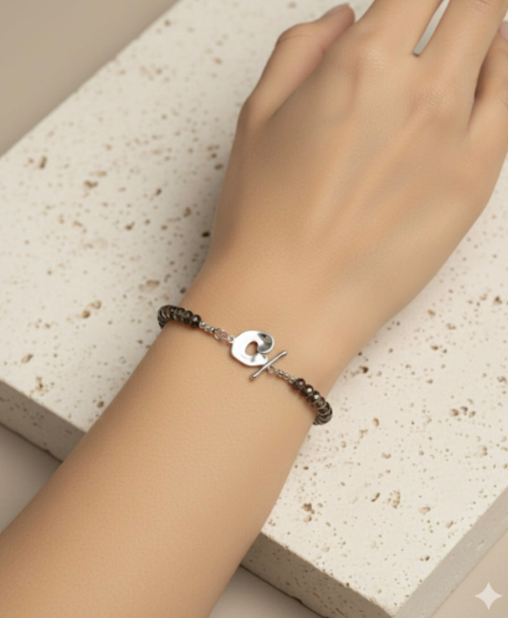 Rondelle Faceted Smoke Quartz Bracelet with 14k Gold Plated