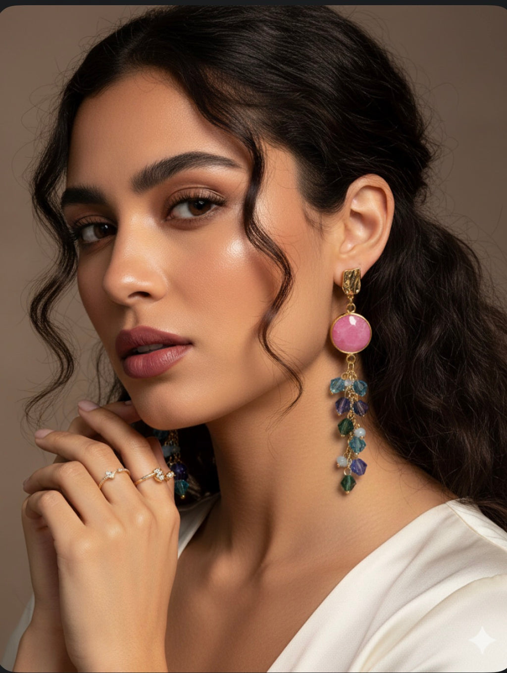 18k Gold Plated Earrings and Natural Stone