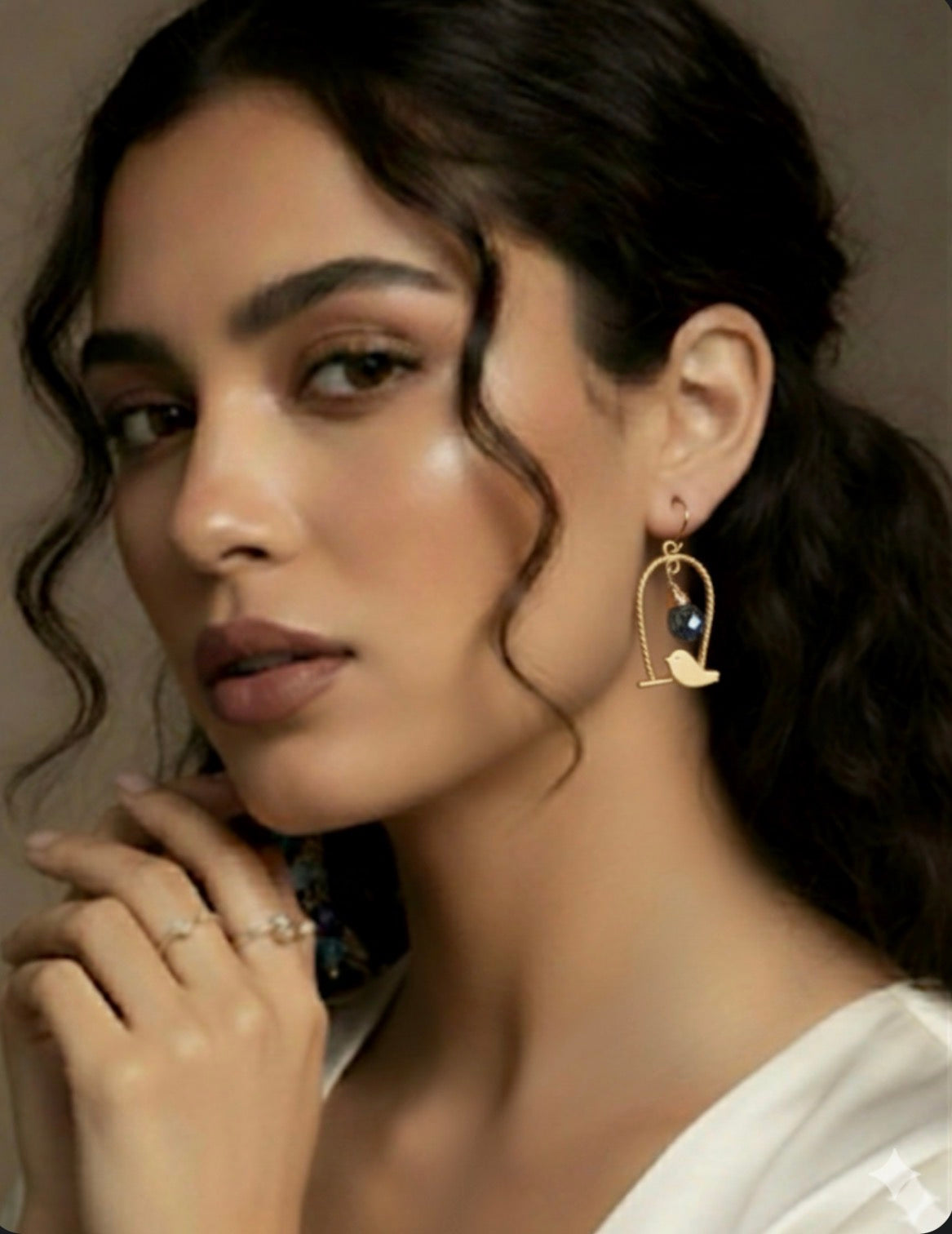 18k gold-plated earrings with Faceted crys