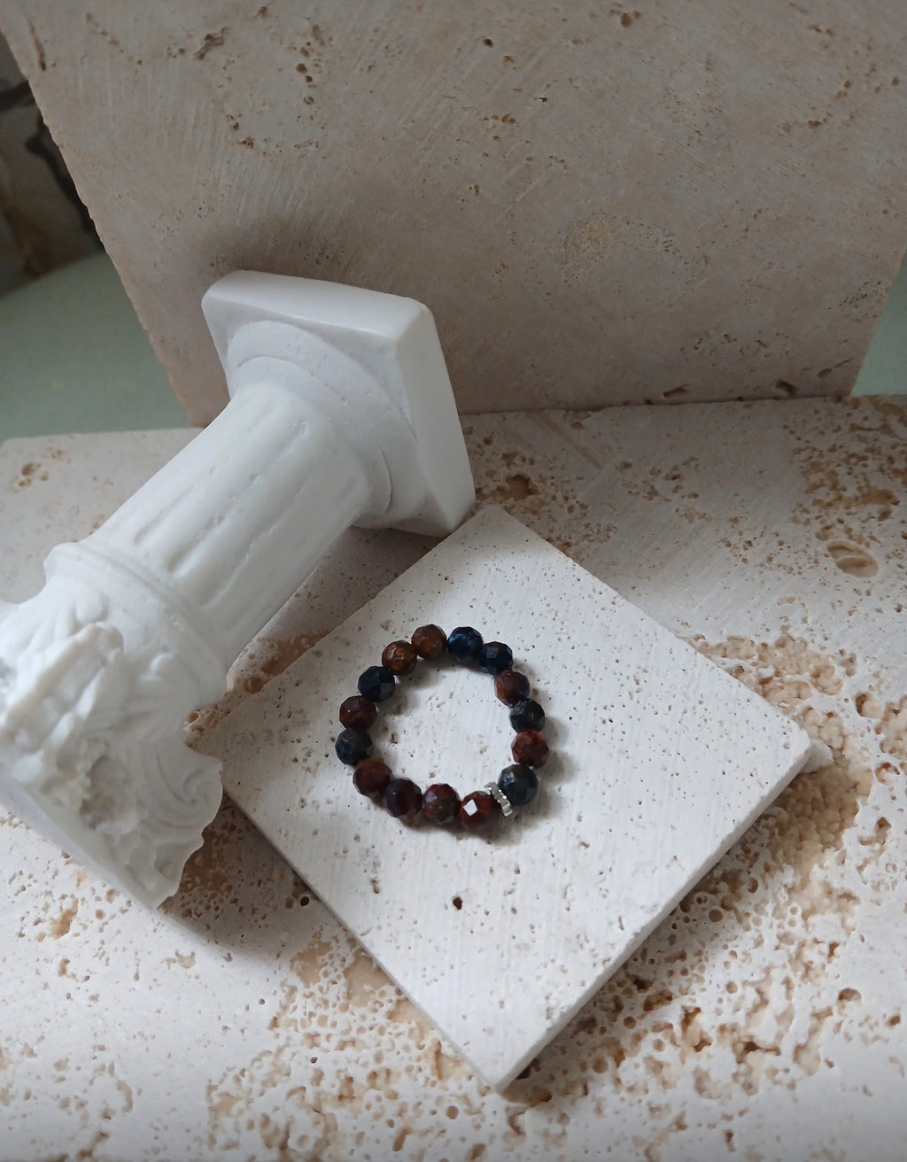 Elastic Natural Black Stone Ring