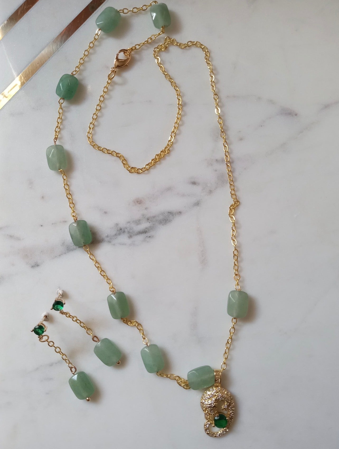 14k Gold Plated Necklace and Earrings Set