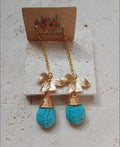 14k Gold Plated Earrings with Natural Turquoise Stone