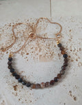 Natural Faceted Jasper Stone Bracelet with 14k Gold Adjustable Chain Clasp