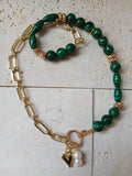 Duality Necklace: Malachite and Gold Links