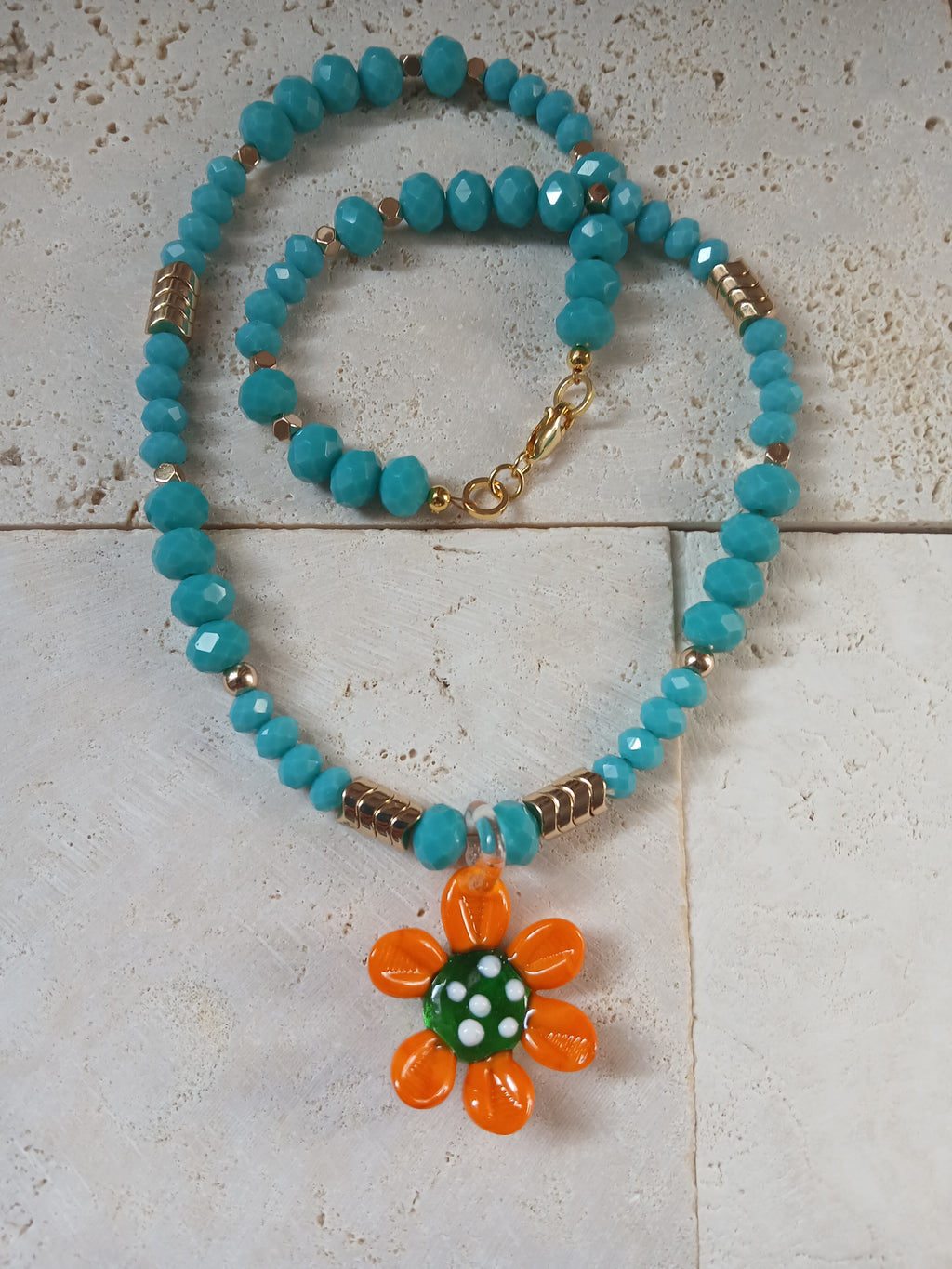 "Summer Joy" - Turquoise and Crystal Flower