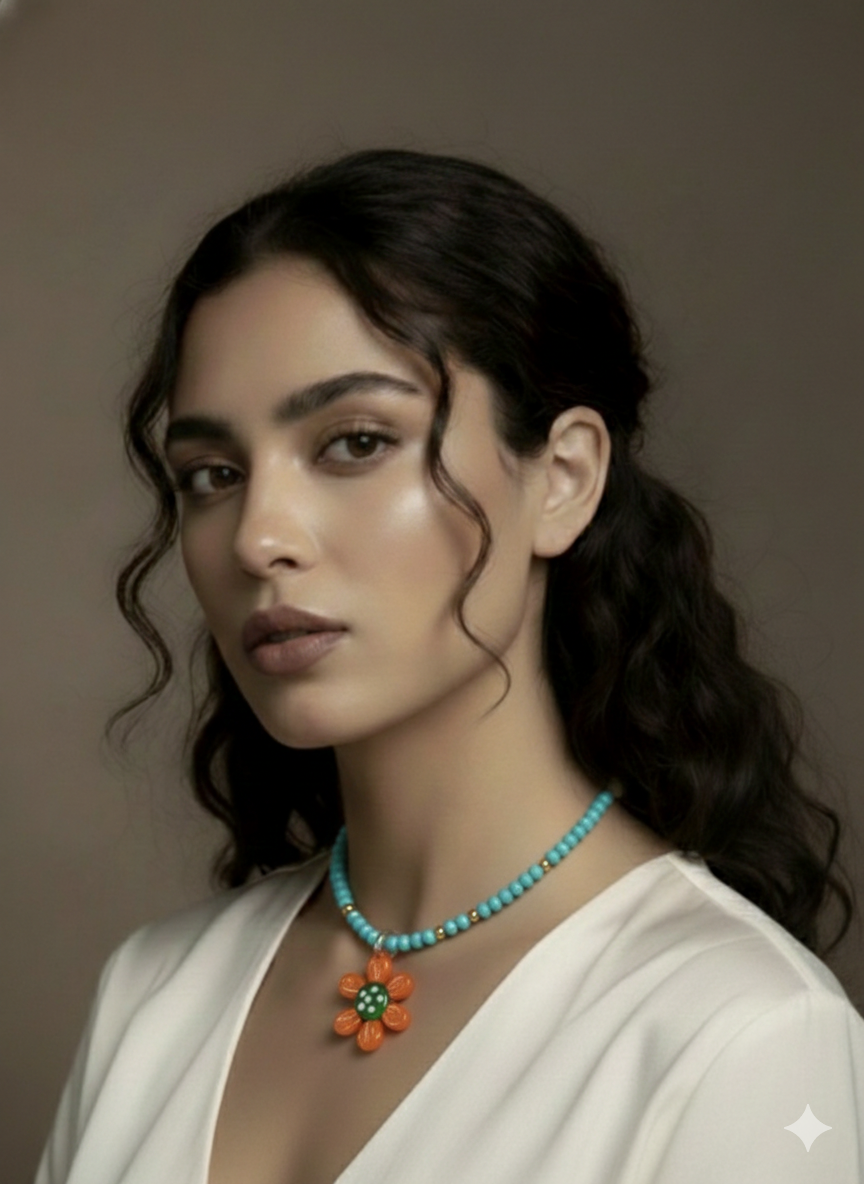 "Summer Joy" - Turquoise and Crystal Flower