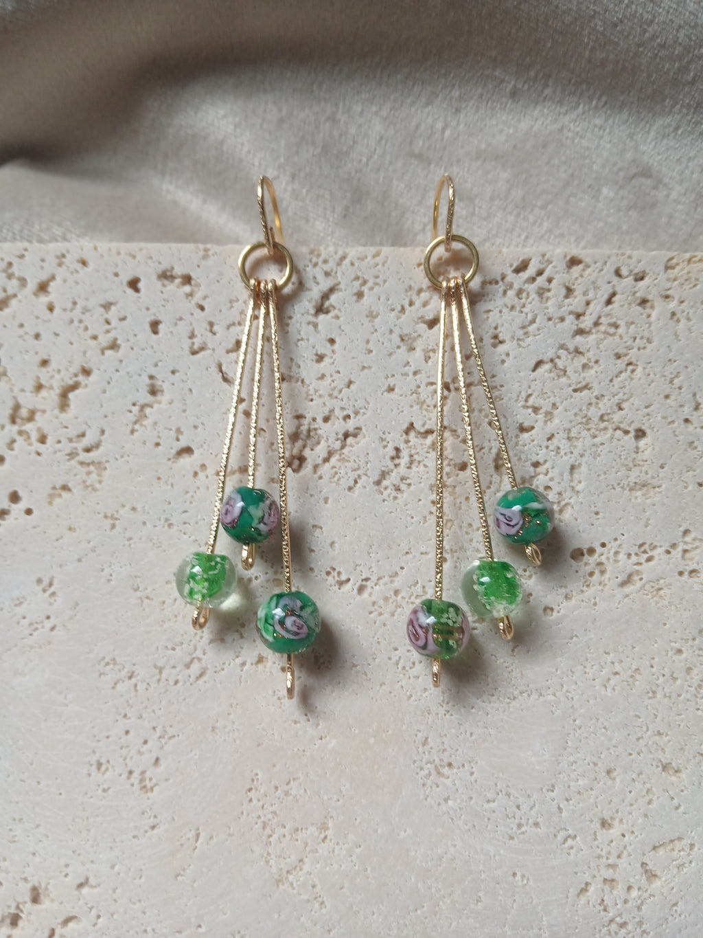 "Garden Waterfall" with Hand-Painted Glass Beads