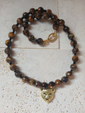 Tiger's Eye Necklace with Leopard Pendant