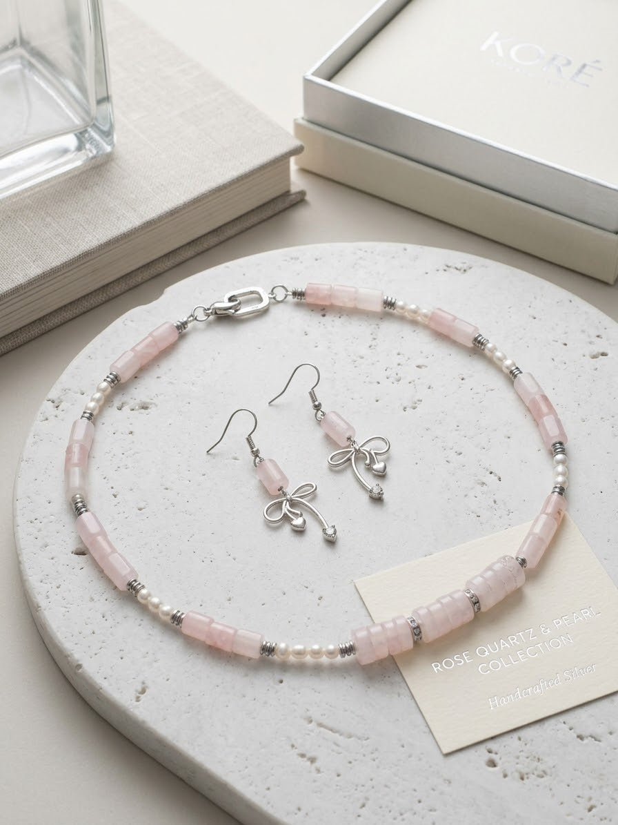 Rose Quartz & Pearl Collection Jewelry Set ✨