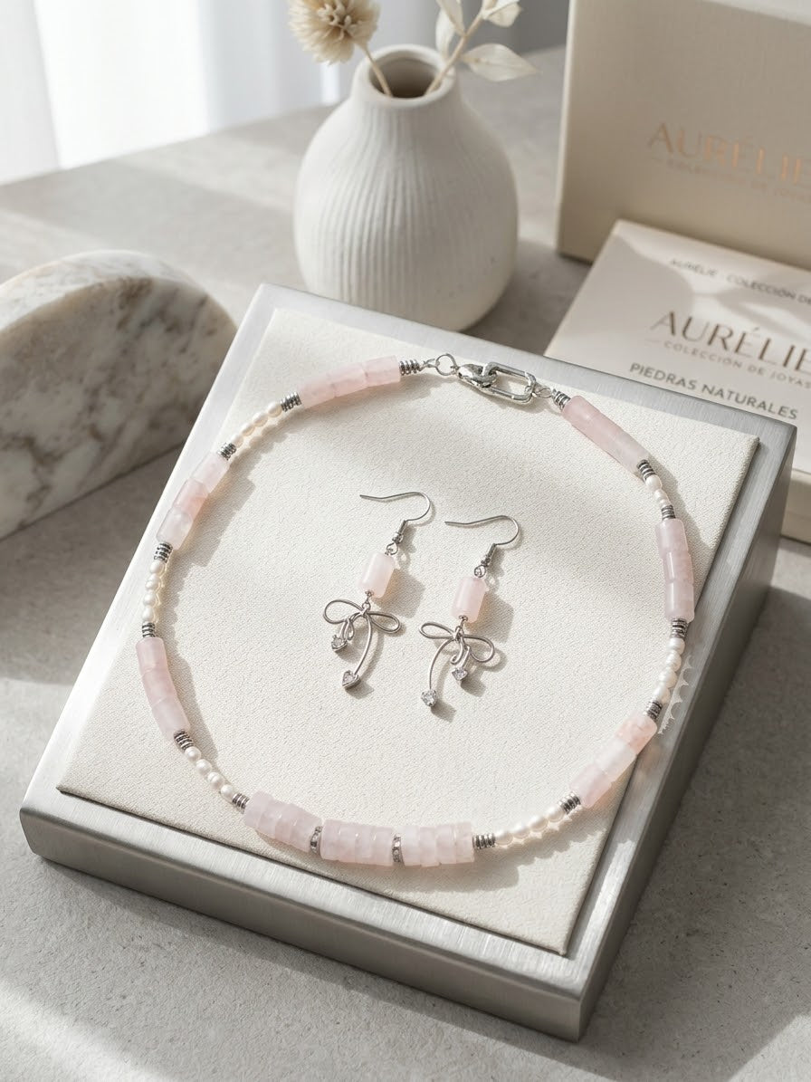 Rose Quartz & Pearl Collection Jewelry Set ✨