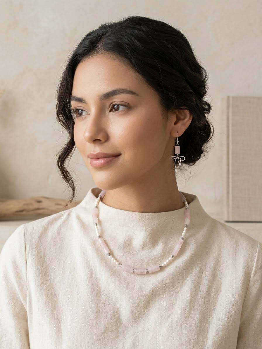 Rose Quartz & Pearl Collection Jewelry Set ✨